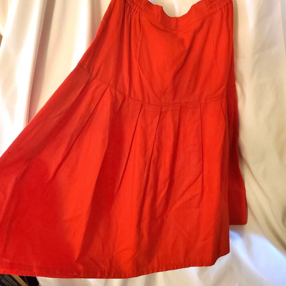 Vintage Retro True Red Pleated Skirt, Mid length, Size M